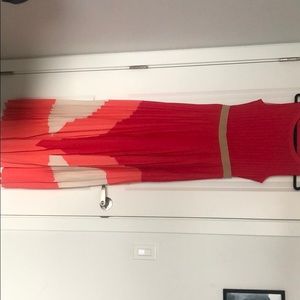 BCBG MAXAZRIA PINK PLEATED LONG DRESS